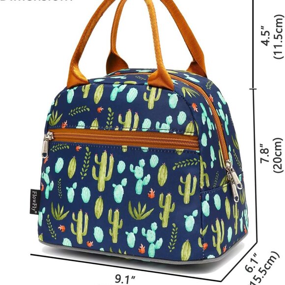 Insulated Lunch Cooler Bag - Tote Bag Organizer for Women/Men, Cactus - Picture 2 of 8